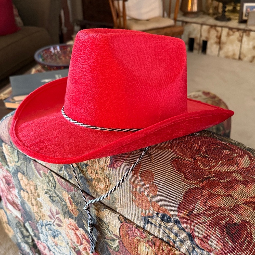 Red Western Cowboy Hat with Chin Cord